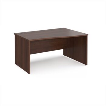 Maestro 25 right hand wave desk 1400mm wide - Walnut top with panel end leg - MP14WRW