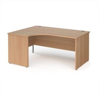 Maestro 25 left hand ergonomic desk 1600mm wide - Beech top with panel end leg - MP16ELB