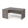Maestro 25 left hand ergonomic desk 1600mm wide - Grey Oak Top with panel end leg - MP16ELGO