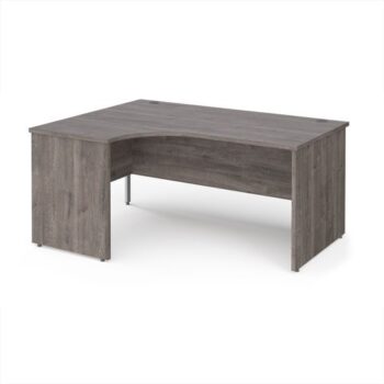 Maestro 25 left hand ergonomic desk 1600mm wide - Grey Oak Top with panel end leg - MP16ELGO