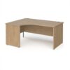 Maestro 25 left hand ergonomic desk 1600mm wide - Kendal Oak Top with panel end leg - MP16ELKO