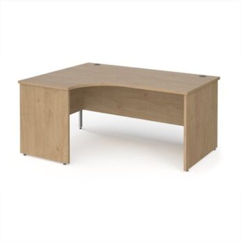 Maestro 25 left hand ergonomic desk 1600mm wide - Kendal Oak Top with panel end leg - MP16ELKO