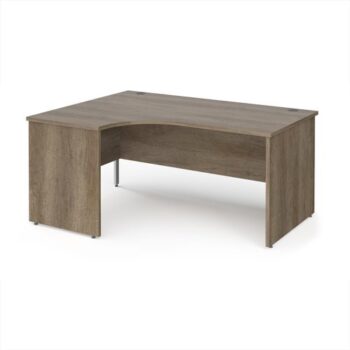Maestro 25 left hand ergonomic desk 1600mm wide - Nebraska Oak Top with panel end leg - MP16ELNO