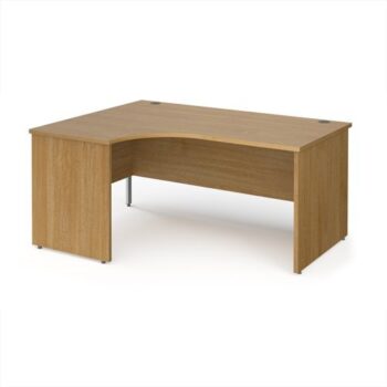 Maestro 25 left hand ergonomic desk 1600mm wide - Oak Top with panel end leg - MP16ELO