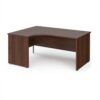 Maestro 25 left hand ergonomic desk 1600mm wide - Walnut top with panel end leg - MP16ELW
