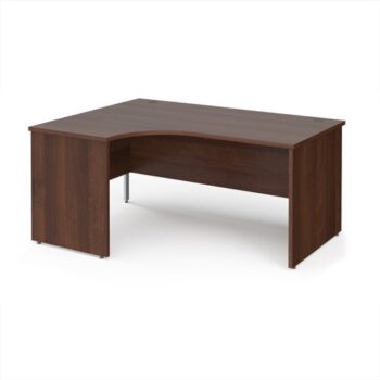 Maestro 25 left hand ergonomic desk 1600mm wide - Walnut top with panel end leg - MP16ELW