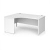 Maestro 25 left hand ergonomic desk 1600mm wide - White Top with panel end leg - MP16ELWH