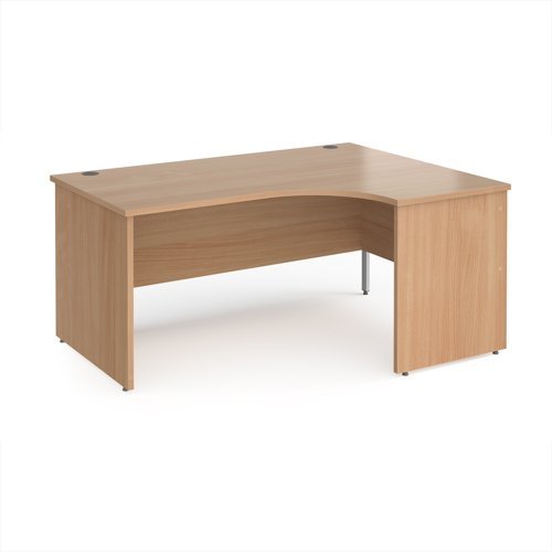 Maestro 25 right hand ergonomic desk 1600mm wide - Beech top with panel end leg - MP16ERB