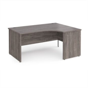 Maestro 25 right hand ergonomic desk 1600mm wide - Grey Oak Top with panel end leg - MP16ERGO