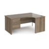 Maestro 25 right hand ergonomic desk 1600mm wide with 2 drawer pedestal - Nebraska Oak Top with panel end leg - MP16ERP2NO
