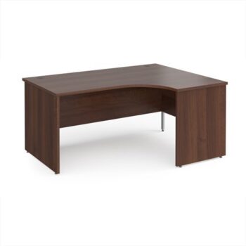 Maestro 25 right hand ergonomic desk 1600mm wide - Walnut top with panel end leg - MP16ERW