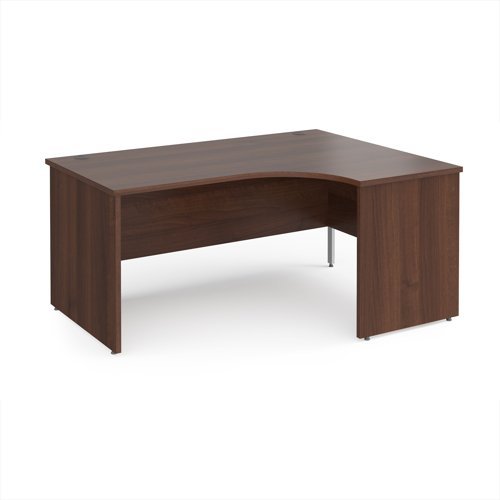 Maestro 25 right hand ergonomic desk 1600mm wide - Walnut top with panel end leg - MP16ERW