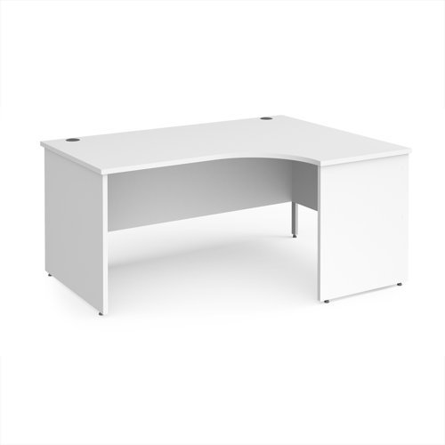 Maestro 25 right hand ergonomic desk 1600mm wide - White Top with panel end leg - MP16ERWH