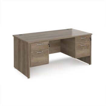 Maestro 25 straight desk 1600mm x 800mm with two x 2 drawer pedestals - Nebraska top with panel end leg - MP16P22NO