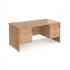 Maestro 25 straight desk 1600mm x 800mm with 2 and 3 drawer pedestals - Beech top with panel end leg - MP16P23B