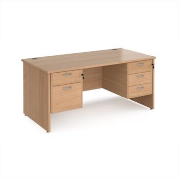 Maestro 25 straight desk 1600mm x 800mm with 2 and 3 drawer pedestals - Beech top with panel end leg - MP16P23B