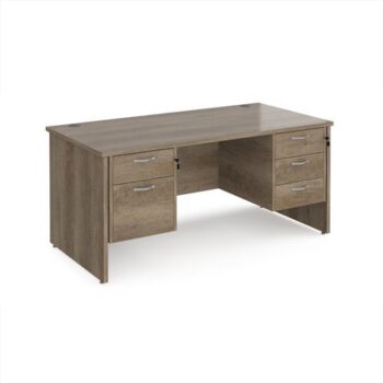 Maestro 25 straight desk 1600mm x 800mm with 2 and 3 drawer pedestals - Nebraska top with panel end leg - MP16P23NO