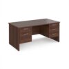 Maestro 25 straight desk 1600mm x 800mm with 2 and 3 drawer pedestals - Walnut top with panel end leg - MP16P23W