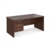 Maestro 25 straight desk 1600mm x 800mm with 3 drawer pedestal - Walnut top with panel end leg - MP16P3W