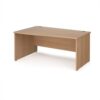 Maestro 25 left hand wave desk 1600mm wide - Beech top with panel end leg - MP16WLB