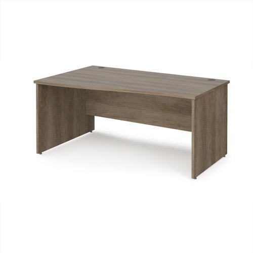 Maestro 25 left hand wave desk 1600mm wide - Nebraska Oak Top with panel end leg - MP16WLNO