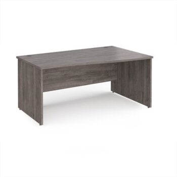Maestro 25 right hand wave desk 1600mm wide - Grey Oak Top with panel end leg - MP16WRGO