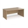 Maestro 25 right hand wave desk 1600mm wide - Kendal Oak Top with panel end leg - MP16WRKO