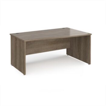 Maestro 25 right hand wave desk 1600mm wide - Nebraska Oak Top with panel end leg - MP16WRNO