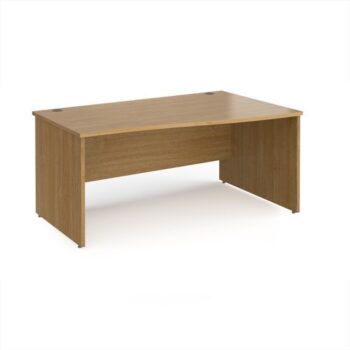 Maestro 25 right hand wave desk 1600mm wide - Oak Top with panel end leg - MP16WRO