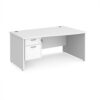 Maestro 25 right hand wave desk 1600mm wide with 2 drawer pedestal - White Top with panel end leg - MP16WRP2WH