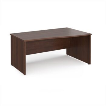 Maestro 25 right hand wave desk 1600mm wide - Walnut top with panel end leg - MP16WRW