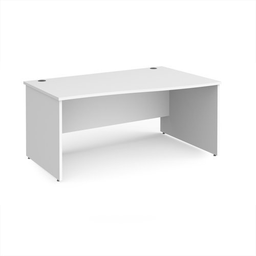 Maestro 25 right hand wave desk 1600mm wide - White Top with panel end leg - MP16WRWH