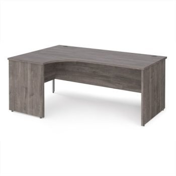 Maestro 25 left hand ergonomic desk 1800mm wide - Grey Oak Top with panel end leg - MP18ELGO