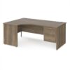 Maestro 25 left hand ergonomic desk 1800mm wide with 2 drawer pedestal - Nebraska Oak Top with panel end leg - MP18ELP2NO