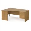 Maestro 25 left hand ergonomic desk 1800mm wide with 2 drawer pedestal - Oak Top with panel end leg - MP18ELP2O