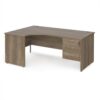 Maestro 25 left hand ergonomic desk 1800mm wide with 3 drawer pedestal - Nebraska Oak Top with panel end leg - MP18ELP3NO