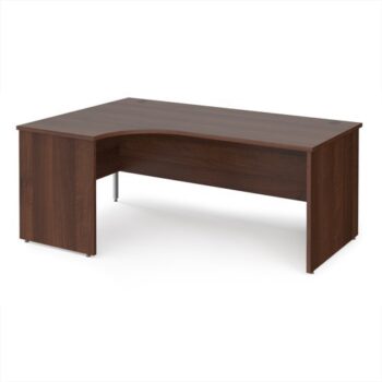Maestro 25 left hand ergonomic desk 1800mm wide - Walnut top with panel end leg - MP18ELW