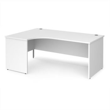 Maestro 25 left hand ergonomic desk 1800mm wide - White Top with panel end leg - MP18ELWH