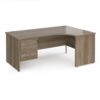 Maestro 25 right hand ergonomic desk 1800mm wide with 3 drawer pedestal - Nebraska Oak Top with panel end leg - MP18ERP3NO