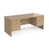 Maestro 25 straight desk 1800mm x 800mm with two x 2 drawer pedestals - Kendal Oak Top with panel end leg - MP18P22KO