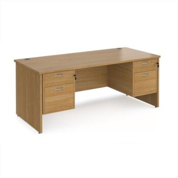 Maestro 25 straight desk 1800mm x 800mm with two x 2 drawer pedestals - Oak Top with panel end leg - MP18P22O