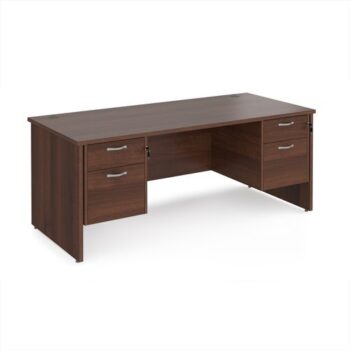 Maestro 25 straight desk 1800mm x 800mm with two x 2 drawer pedestals - Walnut top with panel end leg - MP18P22W