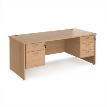 Maestro 25 straight desk 1800mm x 800mm with 2 and 3 drawer pedestals - Beech top with panel end leg - MP18P23B