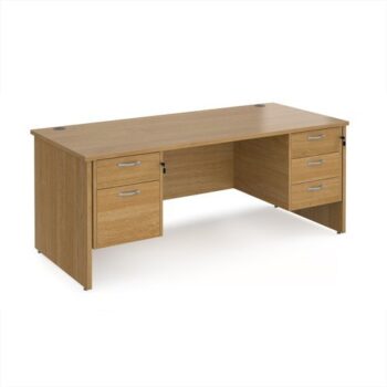 Maestro 25 straight desk 1800mm x 800mm with 2 and 3 drawer pedestals - Oak Top with panel end leg - MP18P23O