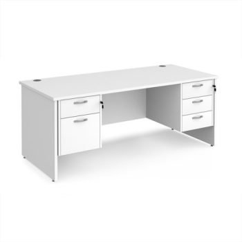 Maestro 25 straight desk 1800mm x 800mm with 2 and 3 drawer pedestals - White Top with panel end leg - MP18P23WH
