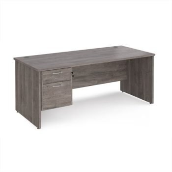 Maestro 25 straight desk 1800mm x 800mm with 2 drawer pedestal - Grey Oak Top with panel end leg - MP18P2GO