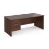 Maestro 25 straight desk 1800mm x 800mm with 2 drawer pedestal - Walnut top with panel end leg - MP18P2W