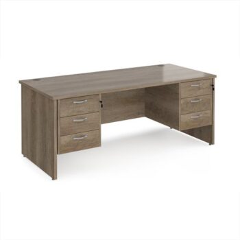 Maestro 25 straight desk 1800mm x 800mm with two x 3 drawer pedestals - Nebraska top with panel end leg - MP18P33NO