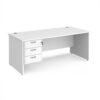 Maestro 25 straight desk 1800mm x 800mm with 3 drawer pedestal - White Top with panel end leg - MP18P3WH
