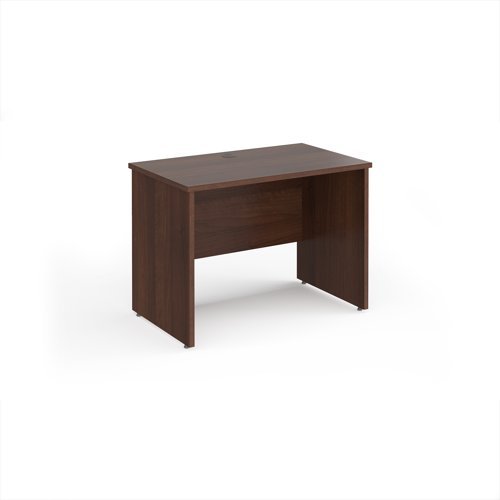 Maestro 25 straight desk 1000mm x 600mm - Walnut top with panel end leg - MP610W